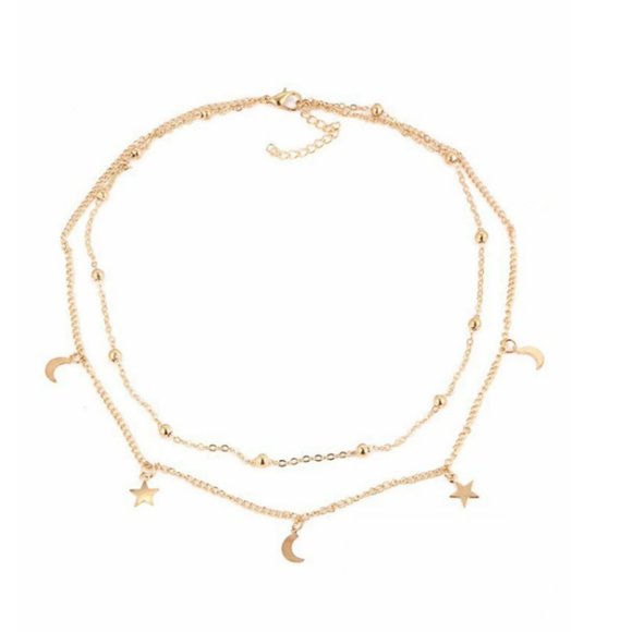 Layered Stars & Moon Necklace (Gold) - Picture 3 of 6